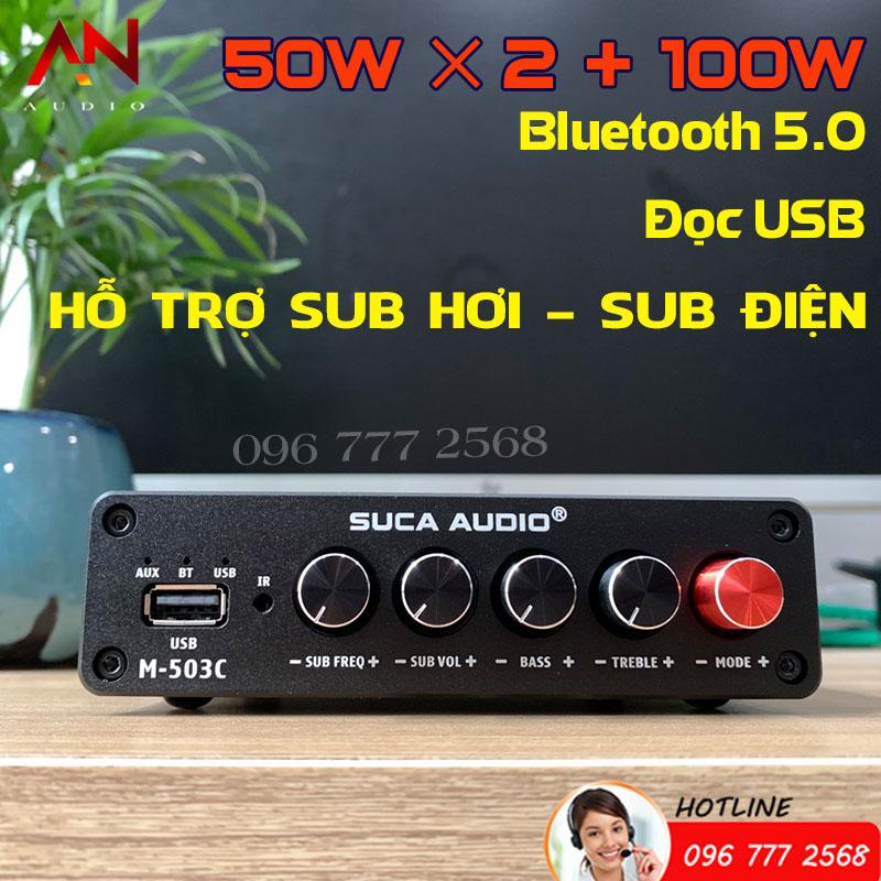 Amply Mini Đọc USB - Bluetooth 5.0 - Công Suất 50w x2 + 100w