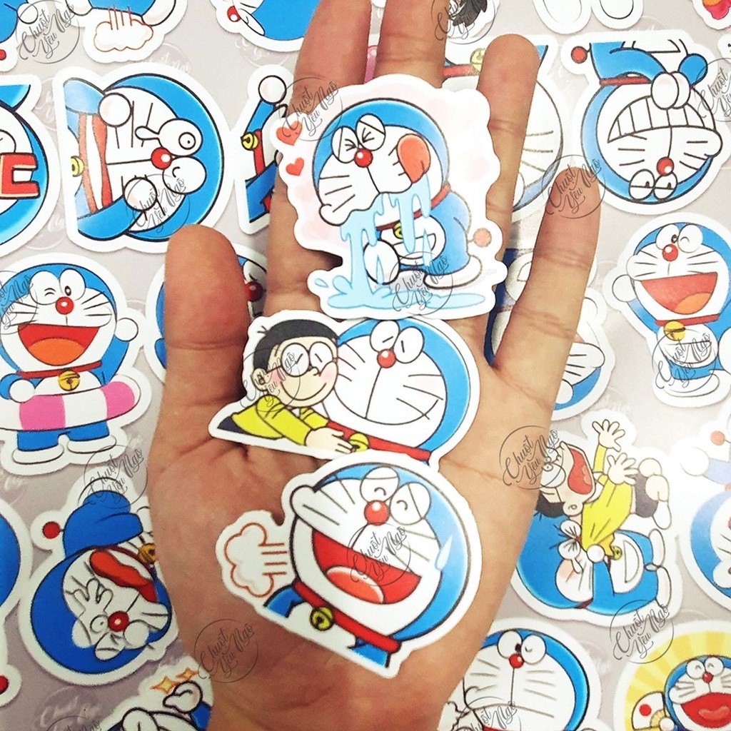 Combo 180 sticker hình decal chống nước chủ đề mèo máy đô rê mon dán điện thoại laptop, nón bảo hiểm, vali NT 04