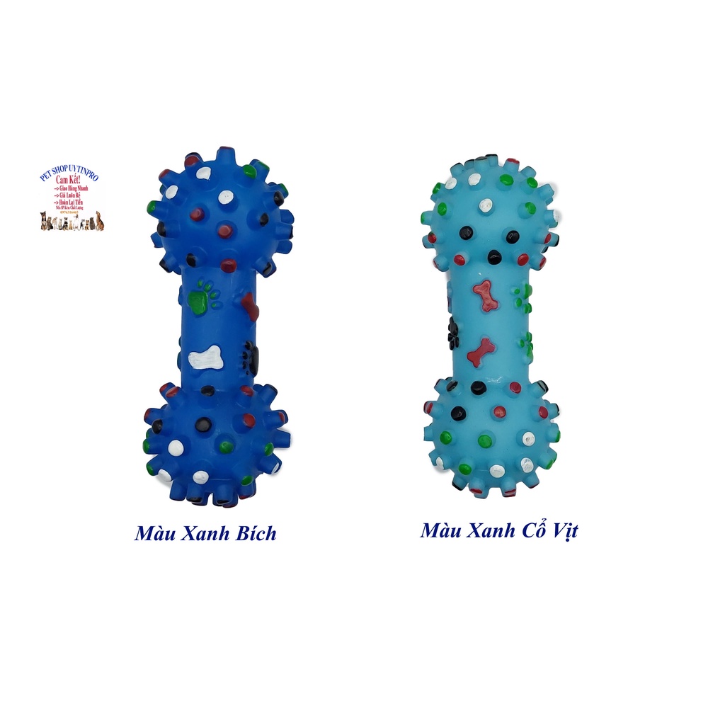 ĐỒ CHƠI CHO THÚ CƯNG CHÓ MÈO Hình quả tạ dài 16cm Phát ra tiếng kêu Cho thú cưng thư giãn - Pet shop Uytinpro