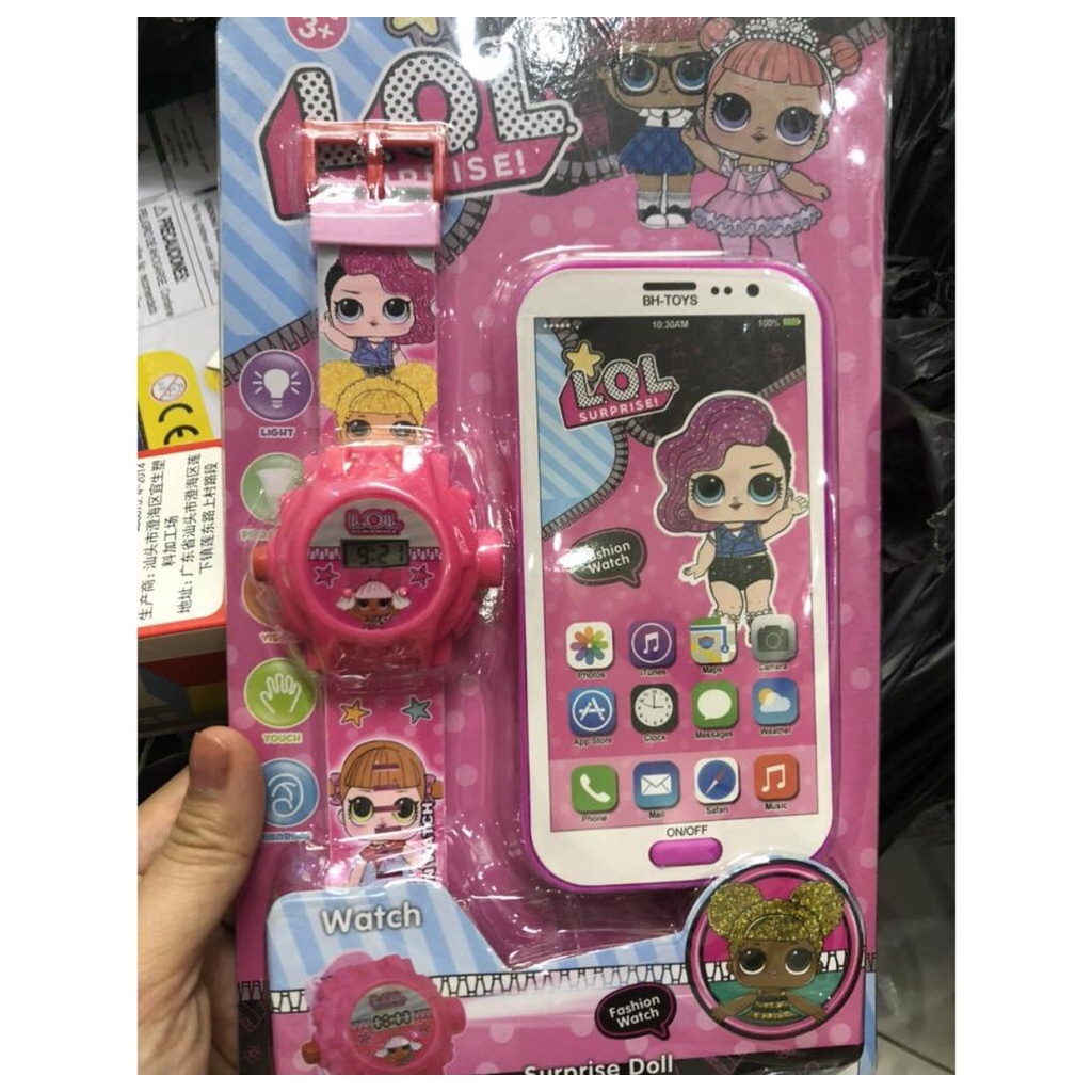 Đồng hồ đeo tay và điện thoại phát nhạc Elsa, các nhân vật hoạt hình - Set đồ chơi cho bé - Time365