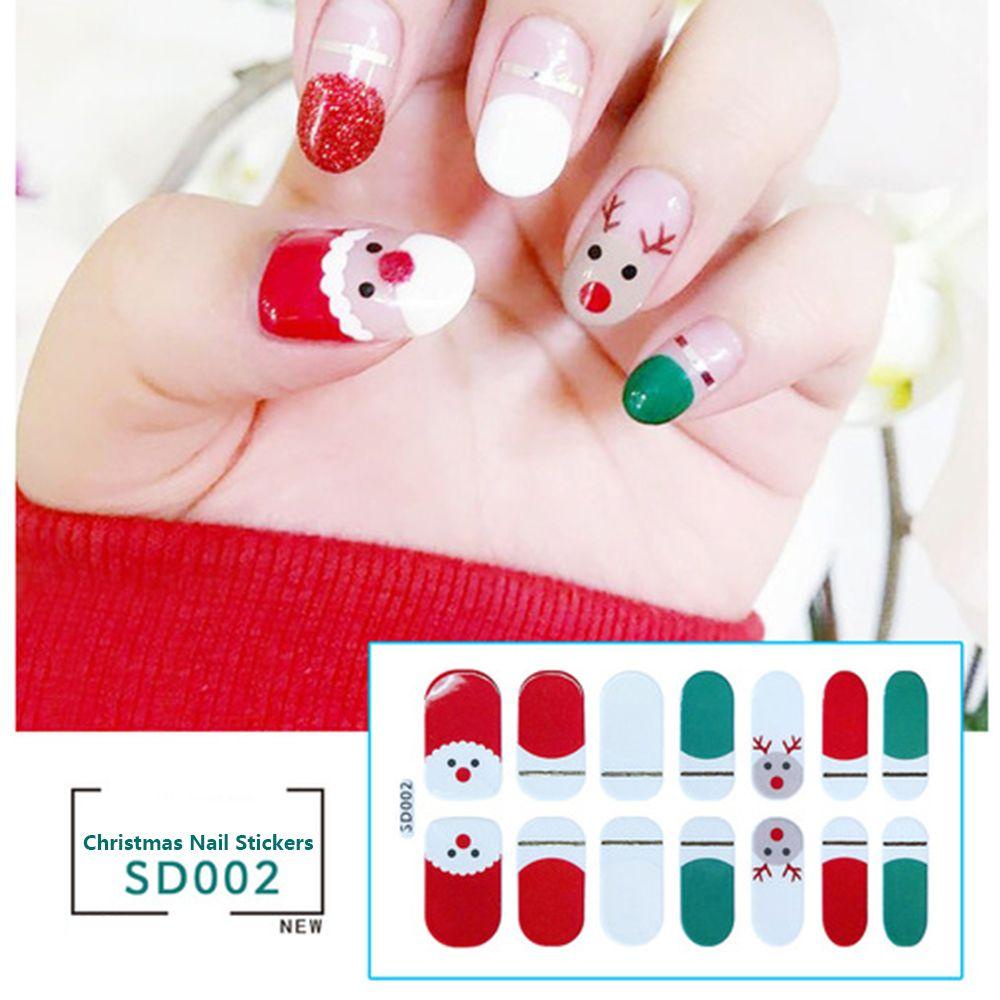 Nhãn Dán Trang Trí Móng Tay Họa Tiết Hoạt Hình Phong Cách Giáng Sinh