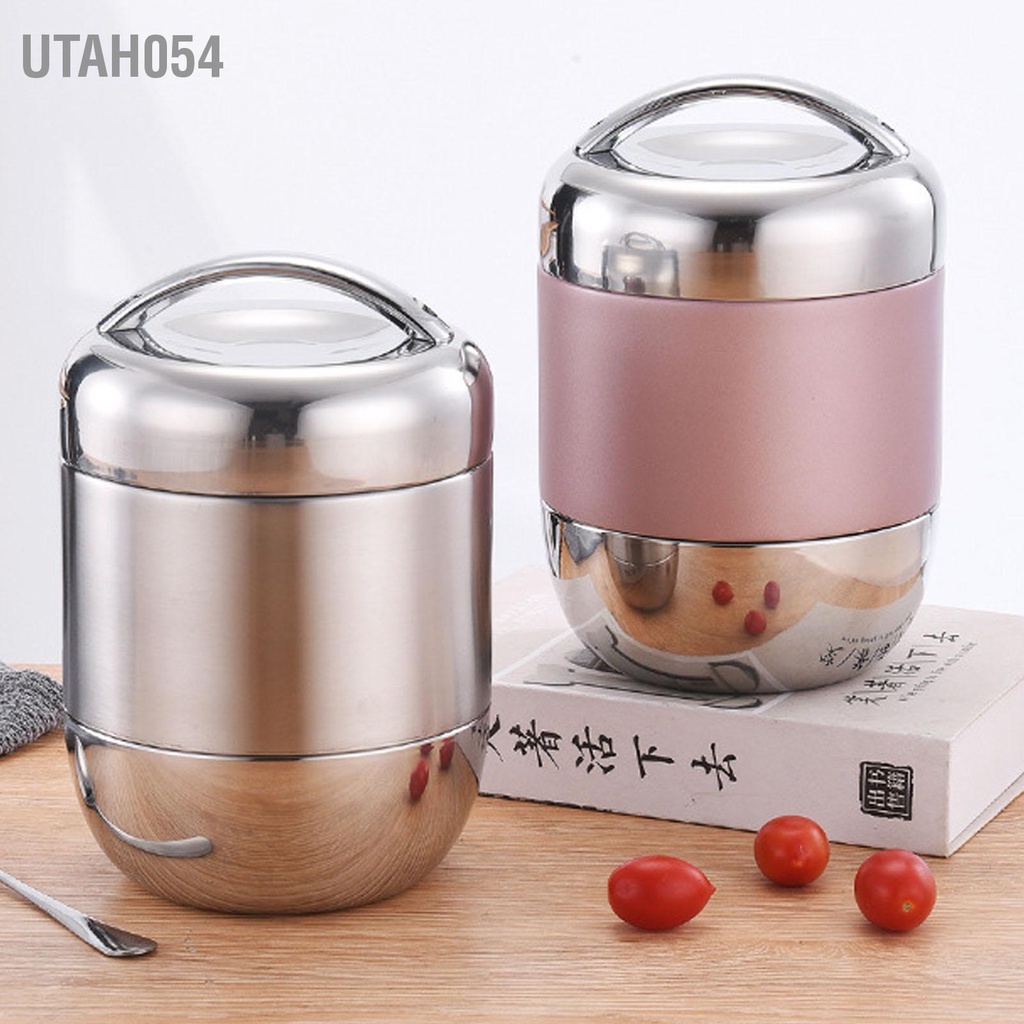 Utah054 Hộp đựng thực phẩm nhiệt 1.5L thức ăn bằng thép không gỉ nhiều lớp chống tràn trưa được cách với nắp đậy kín cho công việc