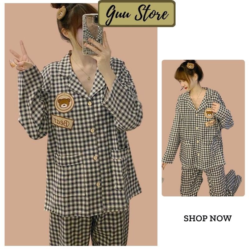 Đồ Bộ Pijama Dài Tay Chất Thô Hàn Mềm Mại DN97