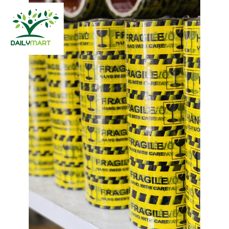 Combo 6 Cuộn Băng Dính/Băng Keo OPP Hàng Dễ Vỡ Khổ 48mm Dài 80yard Vàng Đen/Xanh Đen