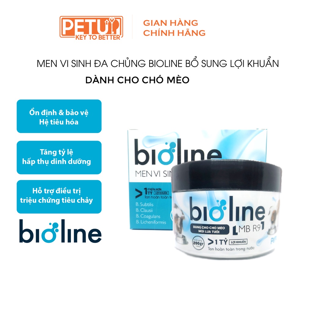 Men vi sinh dành cho chó mèo PetUp Bioline Hộp 200G