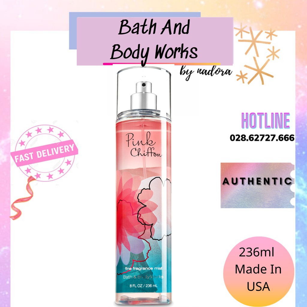 Xịt Toàn Thân Bath and Body Works Pink Chiffon Body Mist (236ml)