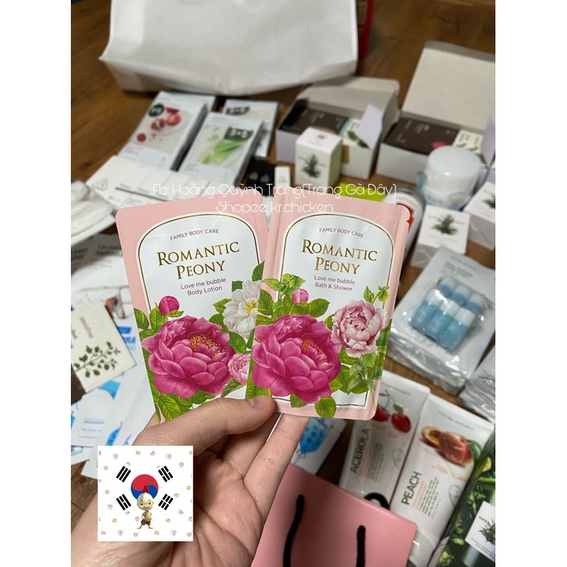 [SAMPLE] Sữa tắm+body lotion hoa mẫu đơn Nature Republic Love Me Bubble Bath & Shower Gel Romantic Peony