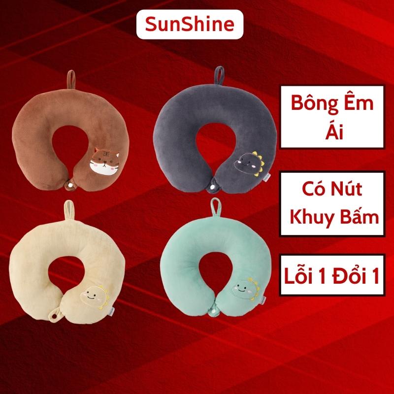 Gối Chữ U Kê Cổ Vải Nhung Crystal Velvet Lõi Bông PP Cao Cấp An Toàn Thân Thiện, Gối Tựa Đầu Ngủ Văn Phòng Du Lịch Oto