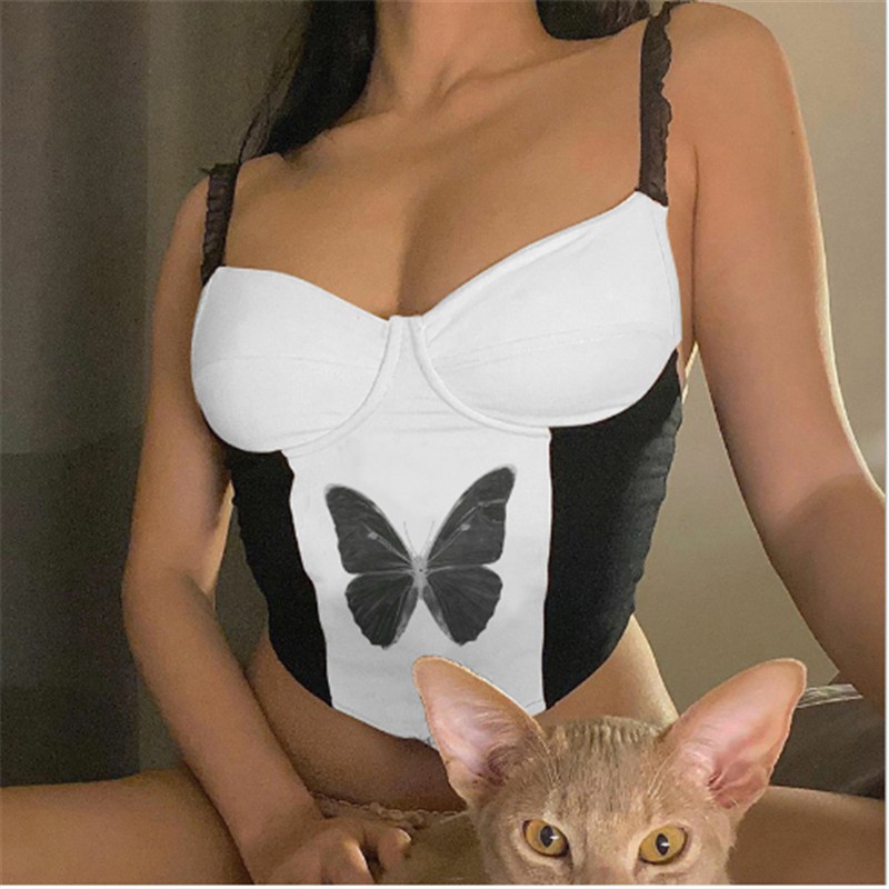 Áo croptop 2 dây bằng ren phối lưới dáng ôm quyến rũ cho nữ | BigBuy360 - bigbuy360.vn