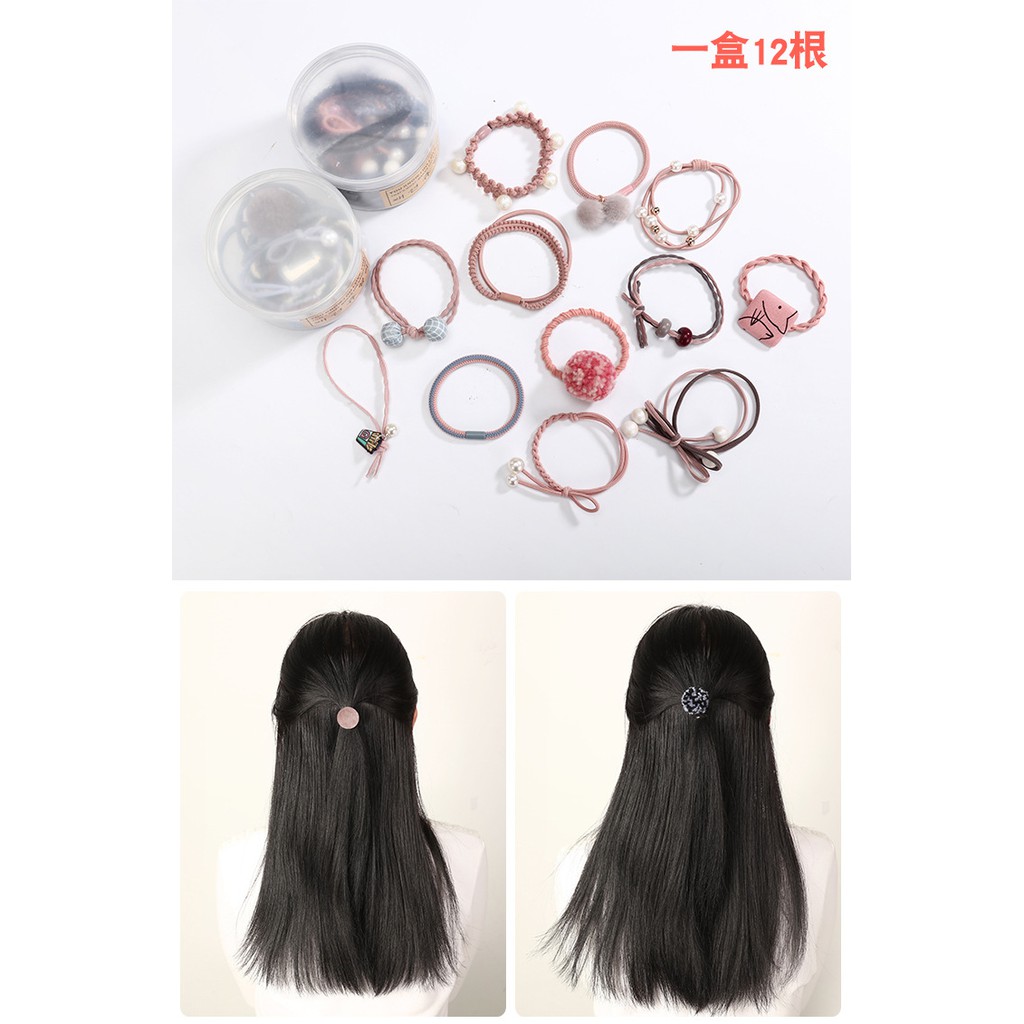 Bộ 12 thun cột tóc cực xinh-kèm hộp đựng cao cấp