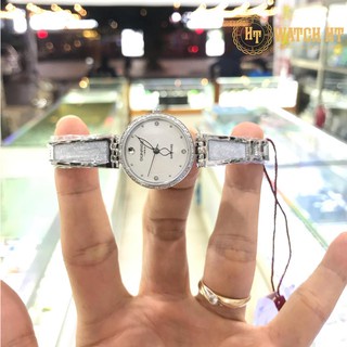 Đồng hồ nữ SUNRISE 9957SA trắng Đính đá sang trọng Kính Sapphire chống xước chống nươc