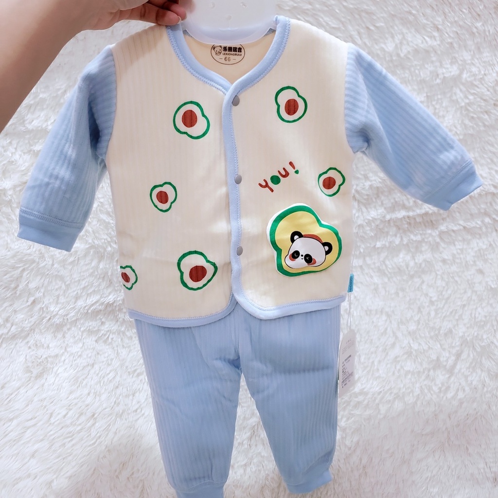 1005 Bộ sơ sinh cài thẳng nỉ lông dày mềm hàng quảng châu cho bé trai/ bé gái