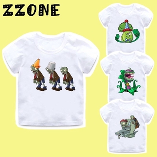 Áo Thun Tay Ngắn In Họa Tiết Hoạt Hình Plants Vs Zombies Vui Nhộn Thời Trang Mùa Hè Cho Bé