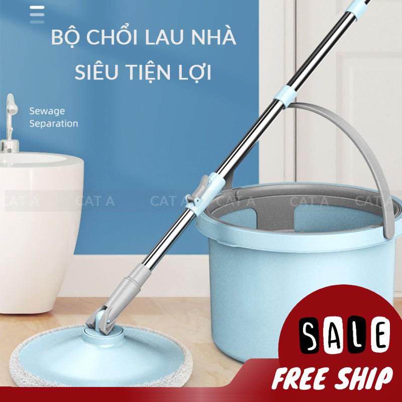 BỘ CÂY LAU NHÀ THÔNG MINH TỰ VẮT XOAY 360 ĐỘ  - Tặng kèm bông lau Sạch gấp 3 lần chổi thường, lau dọn tiện lợi dễ dàng