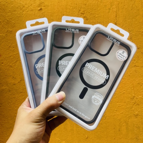 Ốp Lưng Likgus Trong Viền Màu hỗ trợ sạc KHÔNG DÂY 13pro/13promax/14pro/14promax