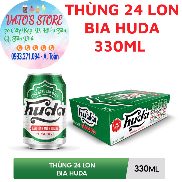 Thùng 24 lon bia Huda 330ml (330ml/lon) / Lốc 6 lon bia Huda 330ml