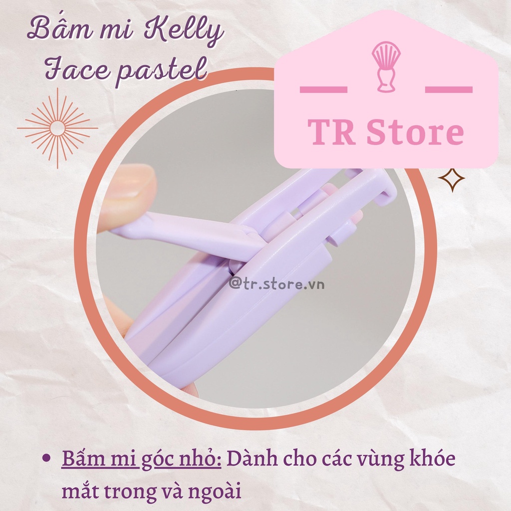 Bộ đôi bấm mi mini Kelly Face pastel họa tiết chân mèo dạng nhựa