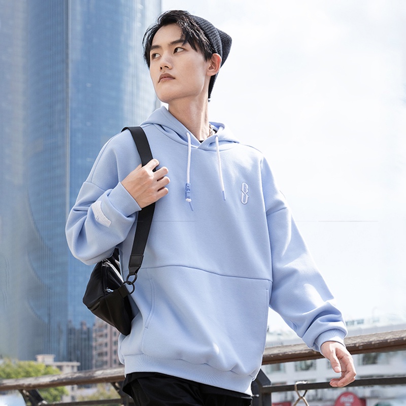 361 Degrees Áo hoodie 652219821 tay dài dáng rộng oversize thời trang cho cặp đôi