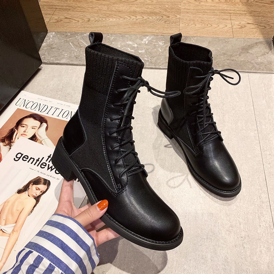 Martin boots nữ phong cách Anh 2020 mùa thu và đông mới hoang dã giày ngắn lưới màu đỏ ống mỏng xu hướng xuân đơn