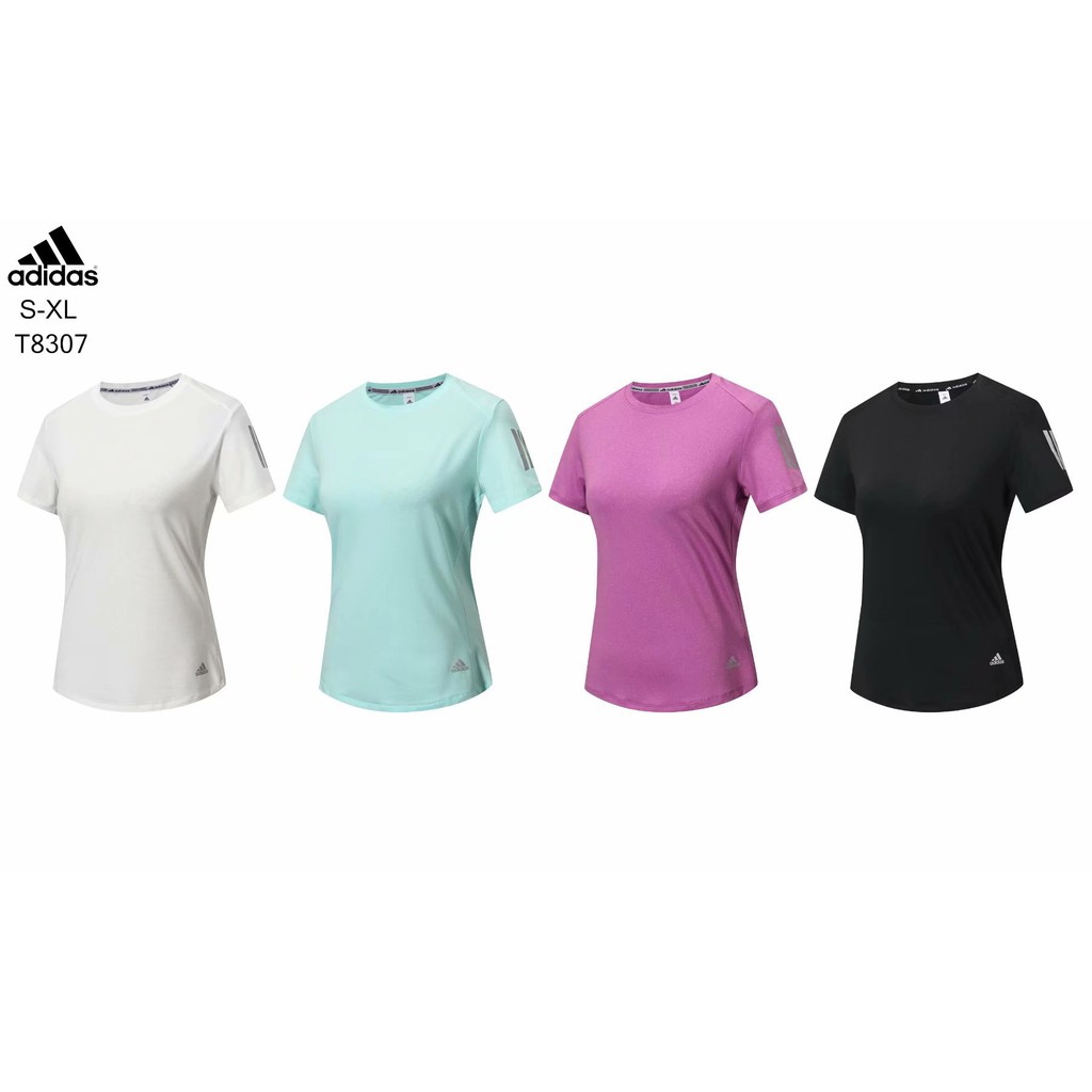 Áo sơ mi ngắn tay yoga nữ Adidas Thể thao tay áo ngắn Thể dục ống tay ngắn Áo khoác thể thao chạy tự do