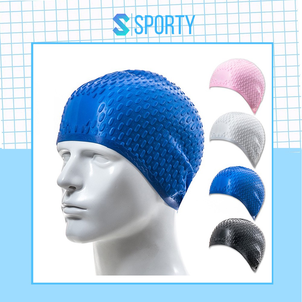 Mũ bơi người lớn SPORTY CA32 nốt sần ngăn nước, chất liệu silicone