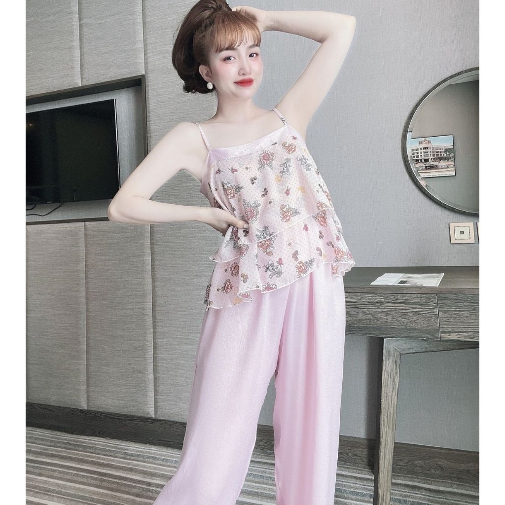 Đồ ngủ nữ BIGSIZE❣️FREE SHIP❣️Đồ ngủ sexy lụa Chiffon phối Satin cao cấp mềm mại xinh xắn &lt; 65kg