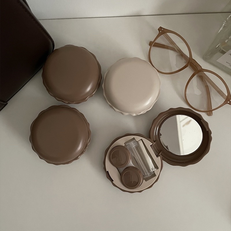 Hộp Đựng Lens Hình Bánh MACARON Kèm Dụng Cụ Chăm Sóc Mắt Tiện Dụng