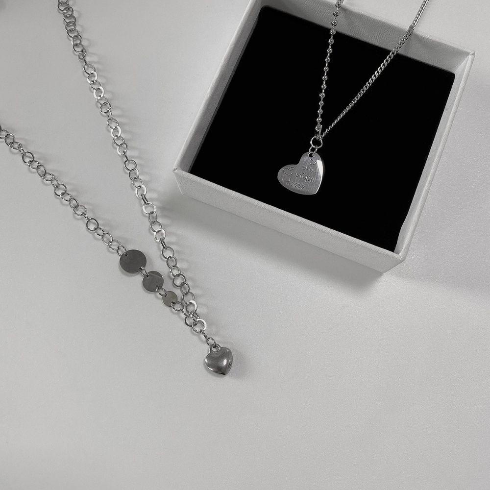 Vòng Cổ Choker Hai Lớp Mặt Trái Tim Thiết Kế Sang Trọng Dành Cho Nữ