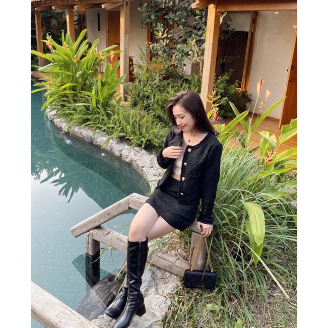 ZIEL Set áo khoác tweed jacket và chân váy