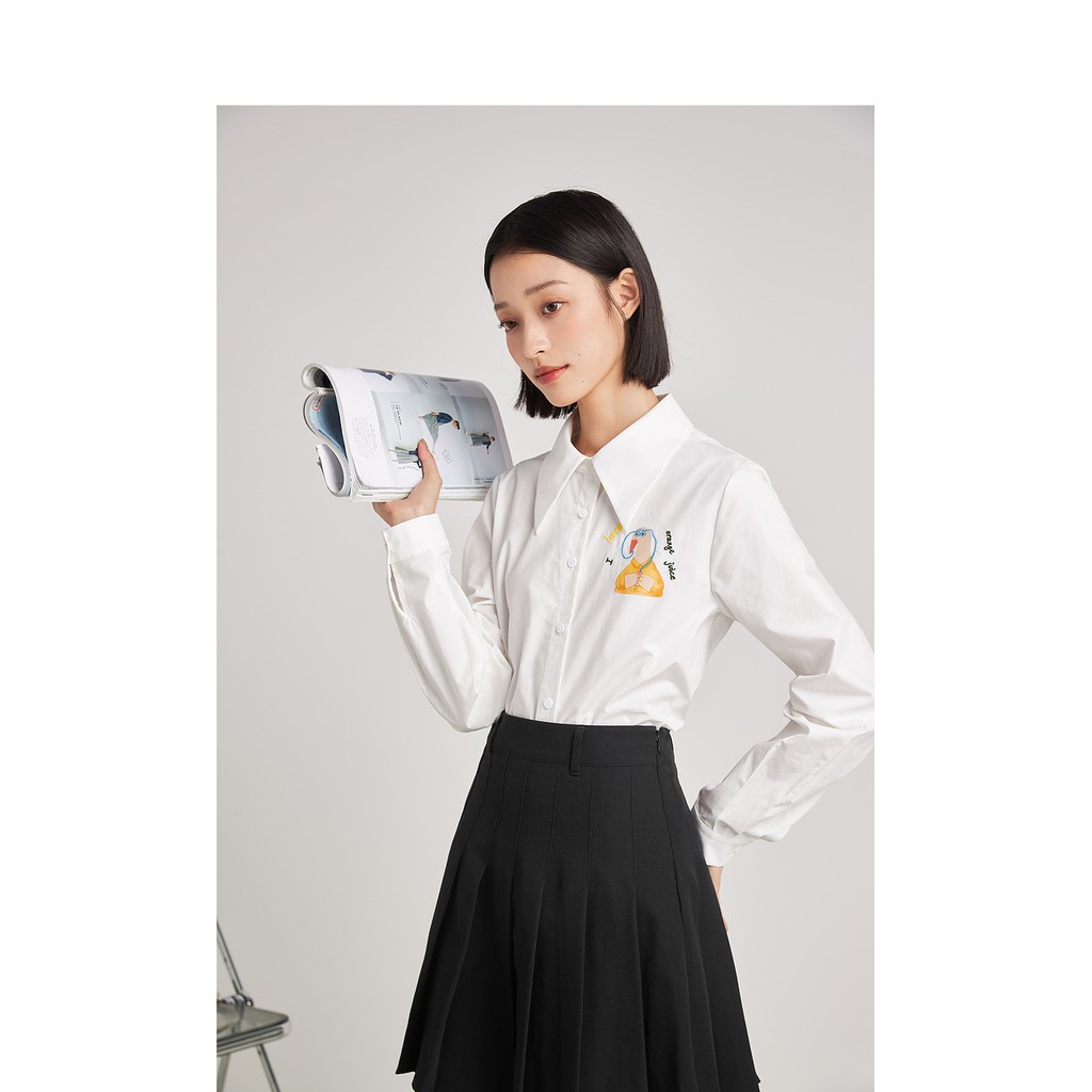 Sơ Mi Thêu LOVE CHICKEN Xinh Xắn, Áo Công Sơ Basic Quyên Fashion Thiết Kế Cổ Đức Trẻ Trung SMT004