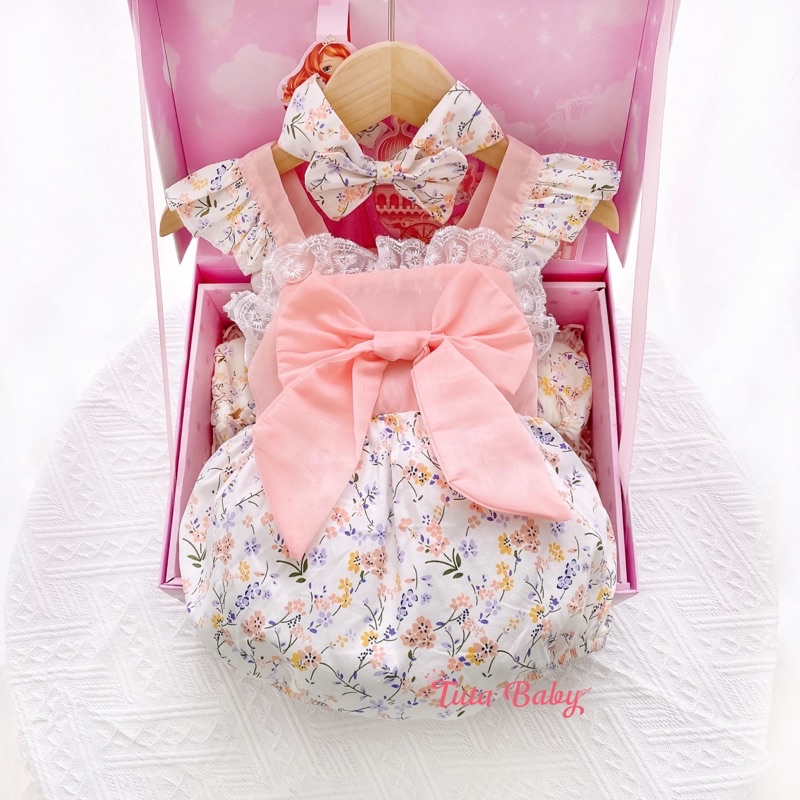 Body Cho Bé Chất Thô Lụa Phối Tơ Nến Hồng FREESHIP  Body Bé Gái Thiết Kế