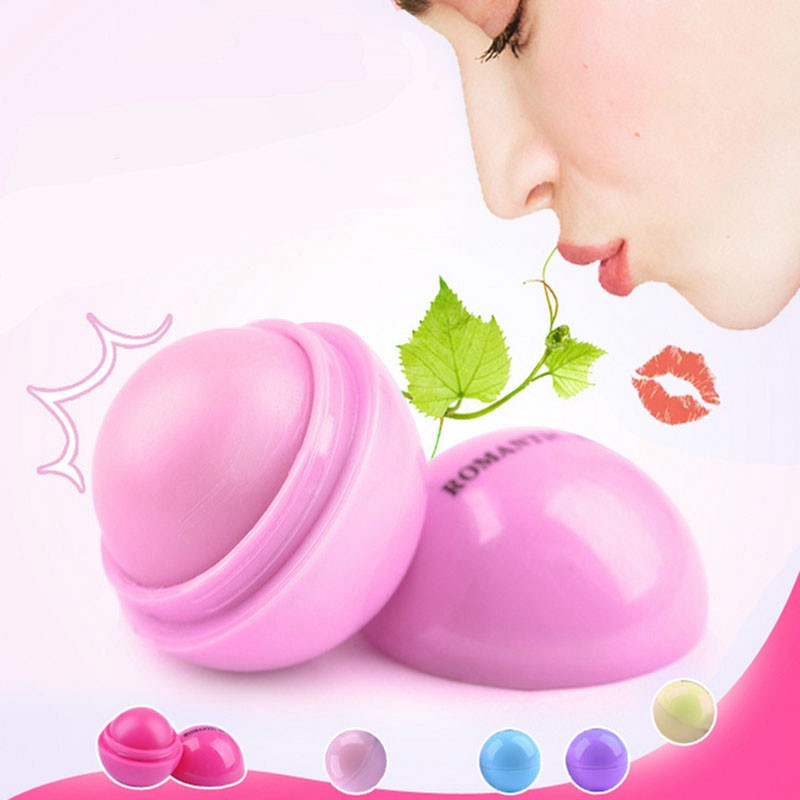 [ready] Fashion 2 flavors Ball Shape Moisturizer Moisturizing lip balm lips gloss Fruit scents Lipstick cute Lip Care Makeup Bálsamo Labial Hidratante com Gosto de Frutas Lip Balm Moisturizing Repair Lip Wrinkles MOLI