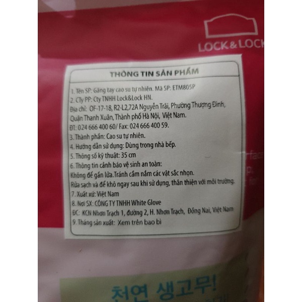 Găng Tay Cao Su Tự Nhiên Lock&Lock sz M