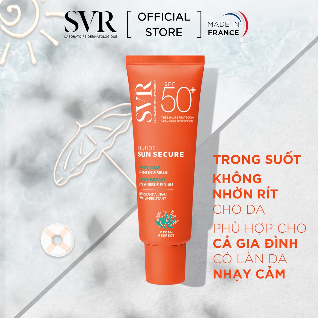 Kem chống nắng giảm mụn trong suốt, không nhờn rít SVR SUN SECURE Fluide SPF50+ 50ml