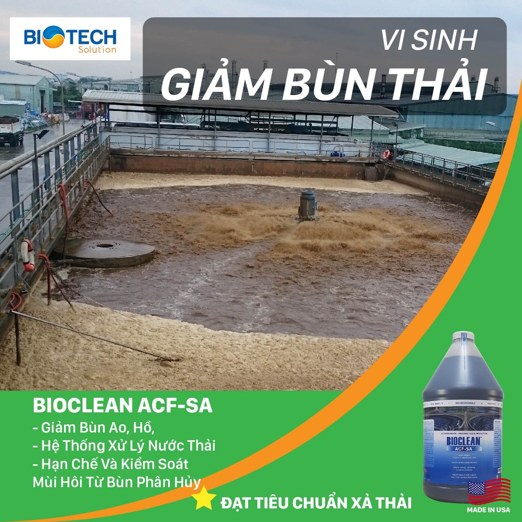 Hàng Mỹ - Vi Sinh Xử Lý Giảm Bùn Thải - Bioclean ACF-SA   chai gallon 4 lít