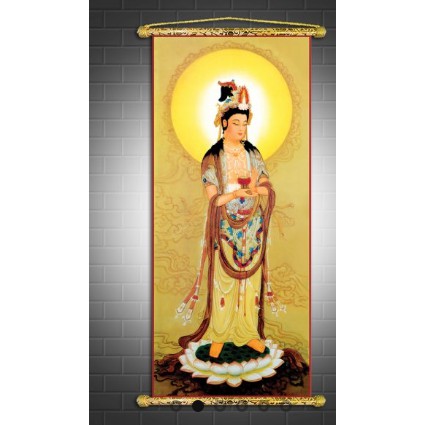 Tranh Liễn Phật Giáo -Đại Thế Chí Bồ Tát  – Vải canvas cao cấp nẹp sáo gỗ tự nhiên nhiều size- nhiều mẫu -GIÁ XƯỞNG