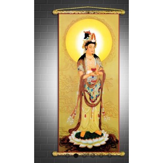 Tranh Liễn Phật Giáo -Đại Thế Chí Bồ Tát  – Vải canvas cao cấp nẹp sáo gỗ tự nhiên nhiều size- nhiều mẫu -GIÁ XƯỞNG
