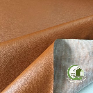 Vải da simili PVC - vải giả da may túi ví, may bóp, giày dép, may nệm sofa - [ 1 mét x khổ 1,4m ] màu nâu da bò có vân