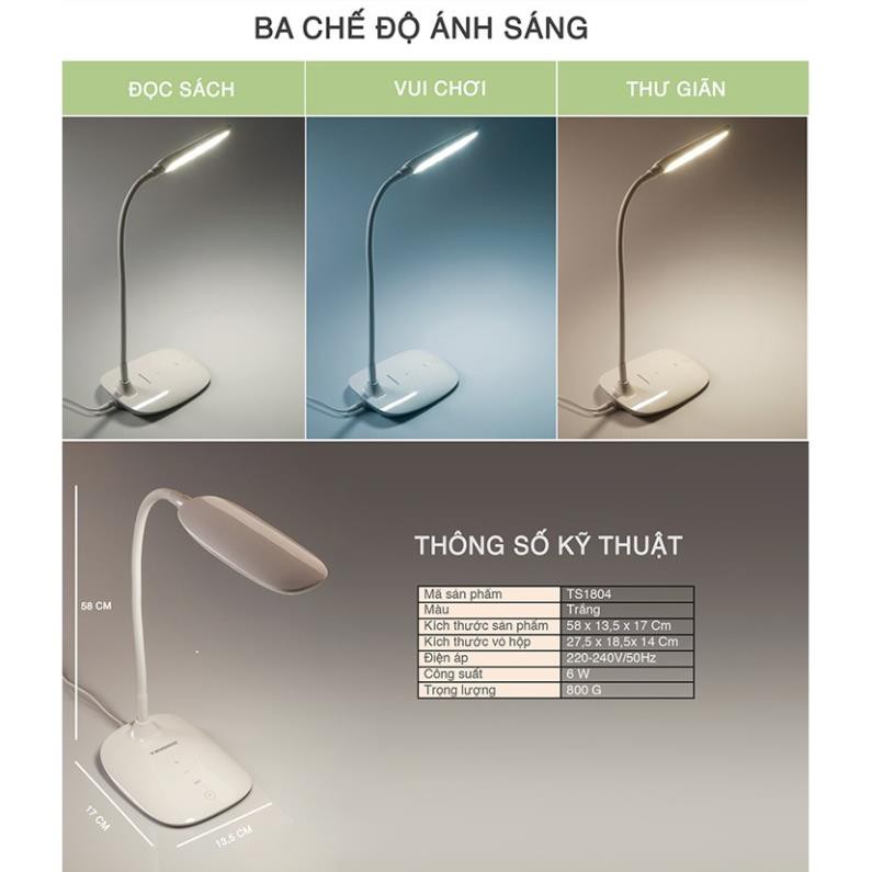 [Tiross - Việt Nam] Đèn Bàn LED Chống Cận Tiross TS1804 - 6W, Sản Phẩm Chính Hãng, Bảo Hành 12 Tháng