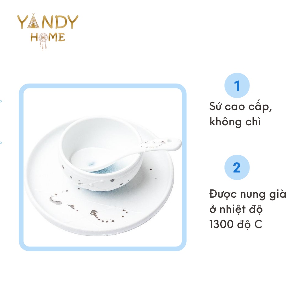 Bát đĩa tô chén gốm sứ YANDY HOME BB16 men sần họa tiết vẽ tay phong cách Nhật Bản