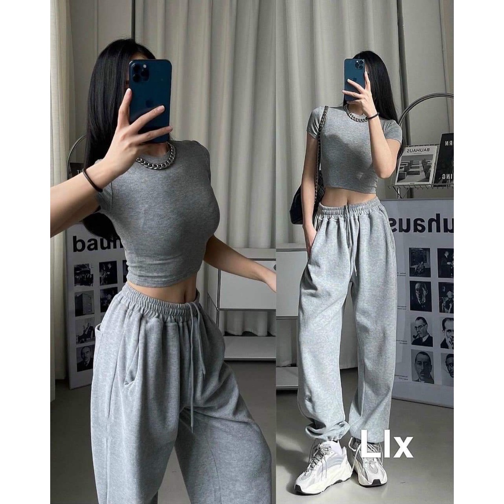 Quần Jogger Ống Rộng Dáng Thể Thao Có Bo Gấu Chất Vải Da Cá - Titifa Shop