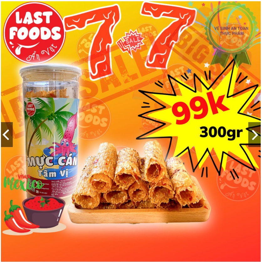 Mực cán tẩm vị 300g cay vừa thơm ngon, ăn vặt LASTFOODS Hà Nội đặc sản ba miền vừa ngon giá còn rẻ