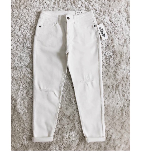 quần trắng đen rách baggy