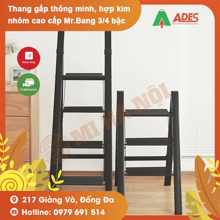 Thang gấp thông minh, hợp kim nhôm cao cấp Mr.Bang 3 bậc, 4 bậc| Hàng chính hãng | Bảo hành 6 tháng