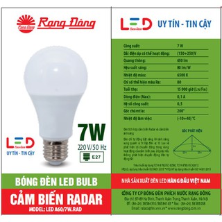 Đèn cảm biến radar 7W/9W/15W LED Rạng Đông