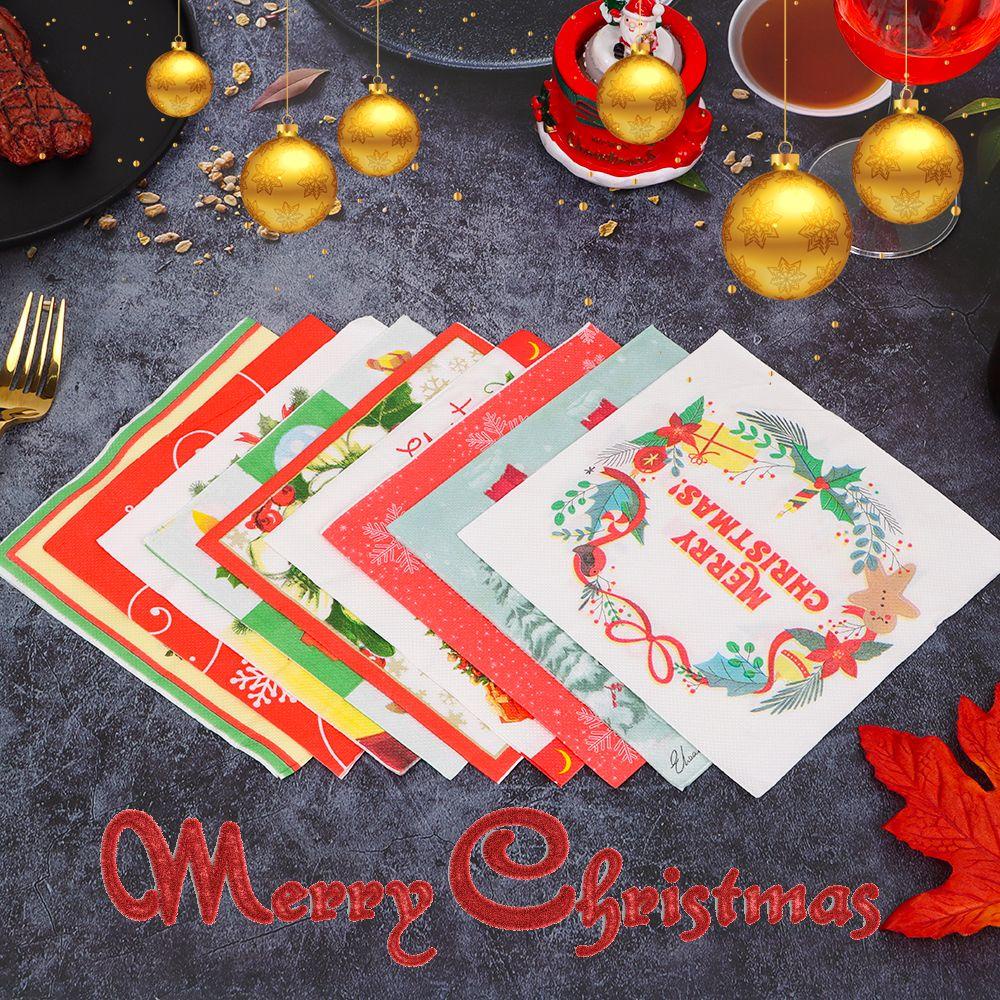 ZAIJIE24 20 Khăn Giấy Họa Tiết Giáng Sinh Mới