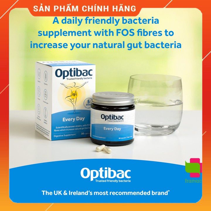 Men vi sinh Optibac xanh da trời Probiotics For Every Day, UK (30v) giúp tiêu hóa hàng ngày cho người từ 4 tuổI