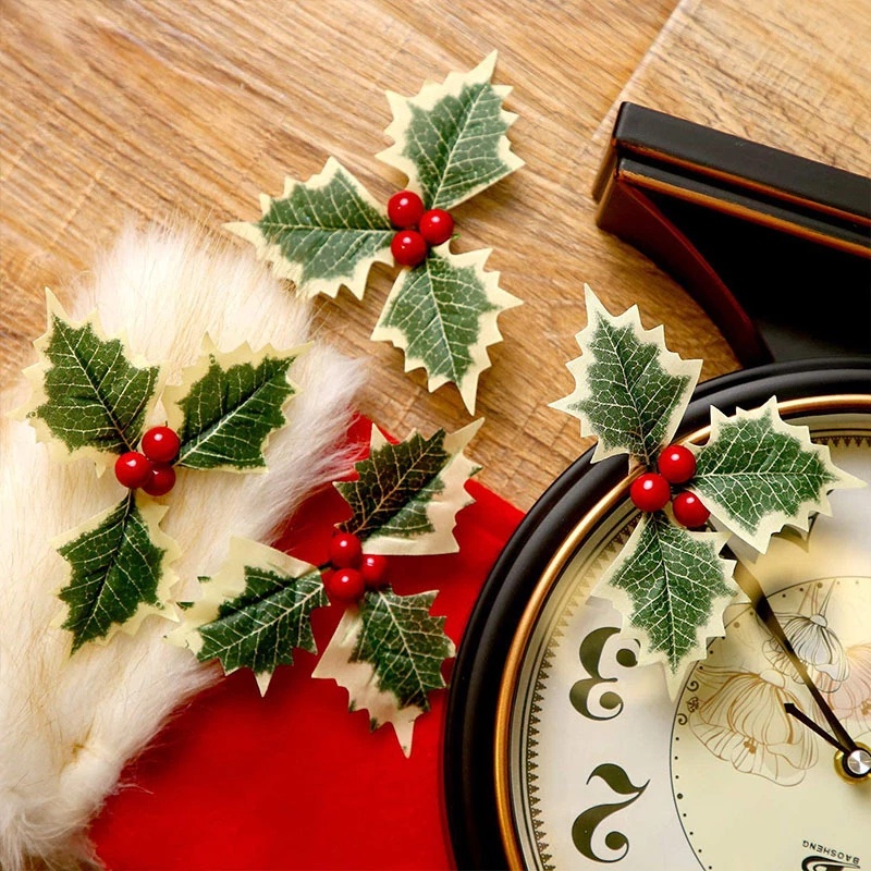 Bộ 5 Vòng Hoa Anh Đào Đỏ Nhân Tạo Trang Trí Giáng Sinh