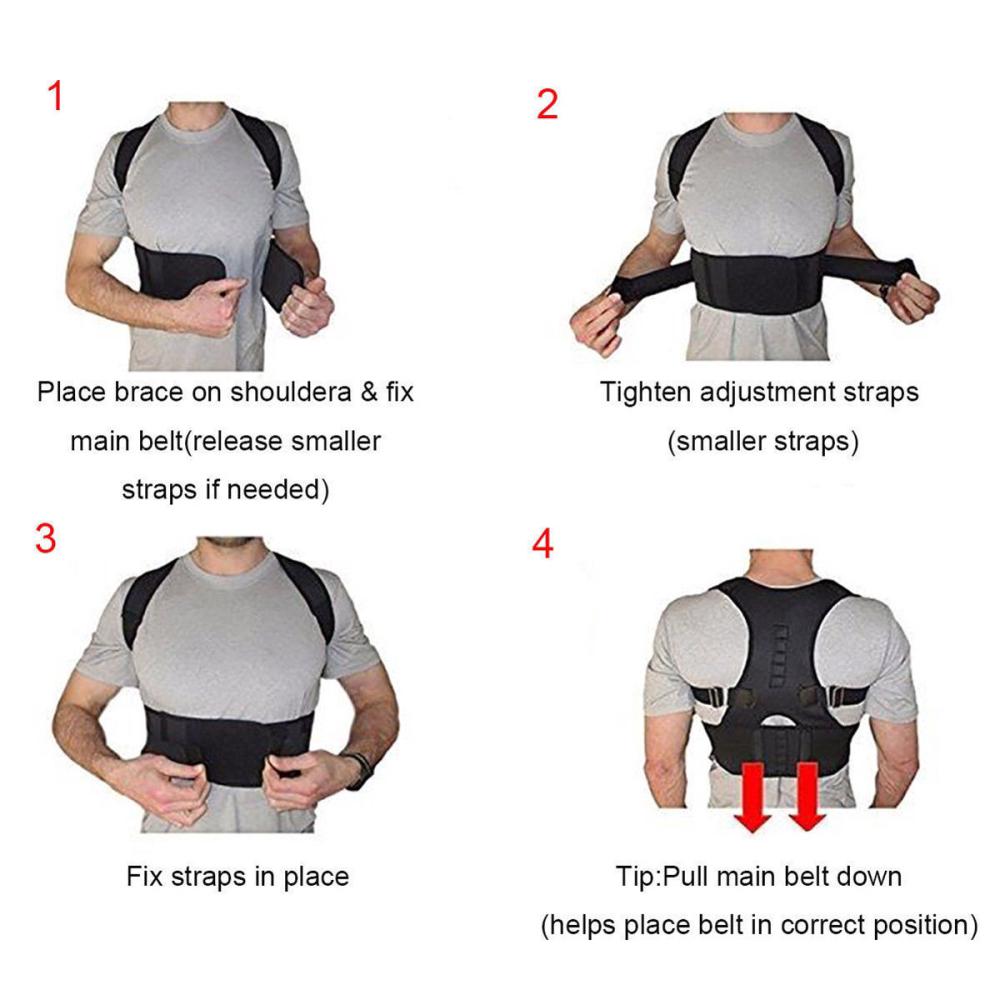 Men Women Posture Corrector Support Magnetic Back Shoulder Brace Belt Adjustable