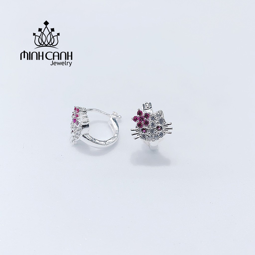 Bông Tai Bạc Mèo Hello Kitty Khóa Bấm Cho Bé - Minh Canh Jewelry